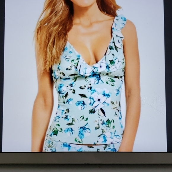 ALEX MARIE NADINE RUFFLED FLORAL TANKINI SIZE 10 - Picture 1 of 14